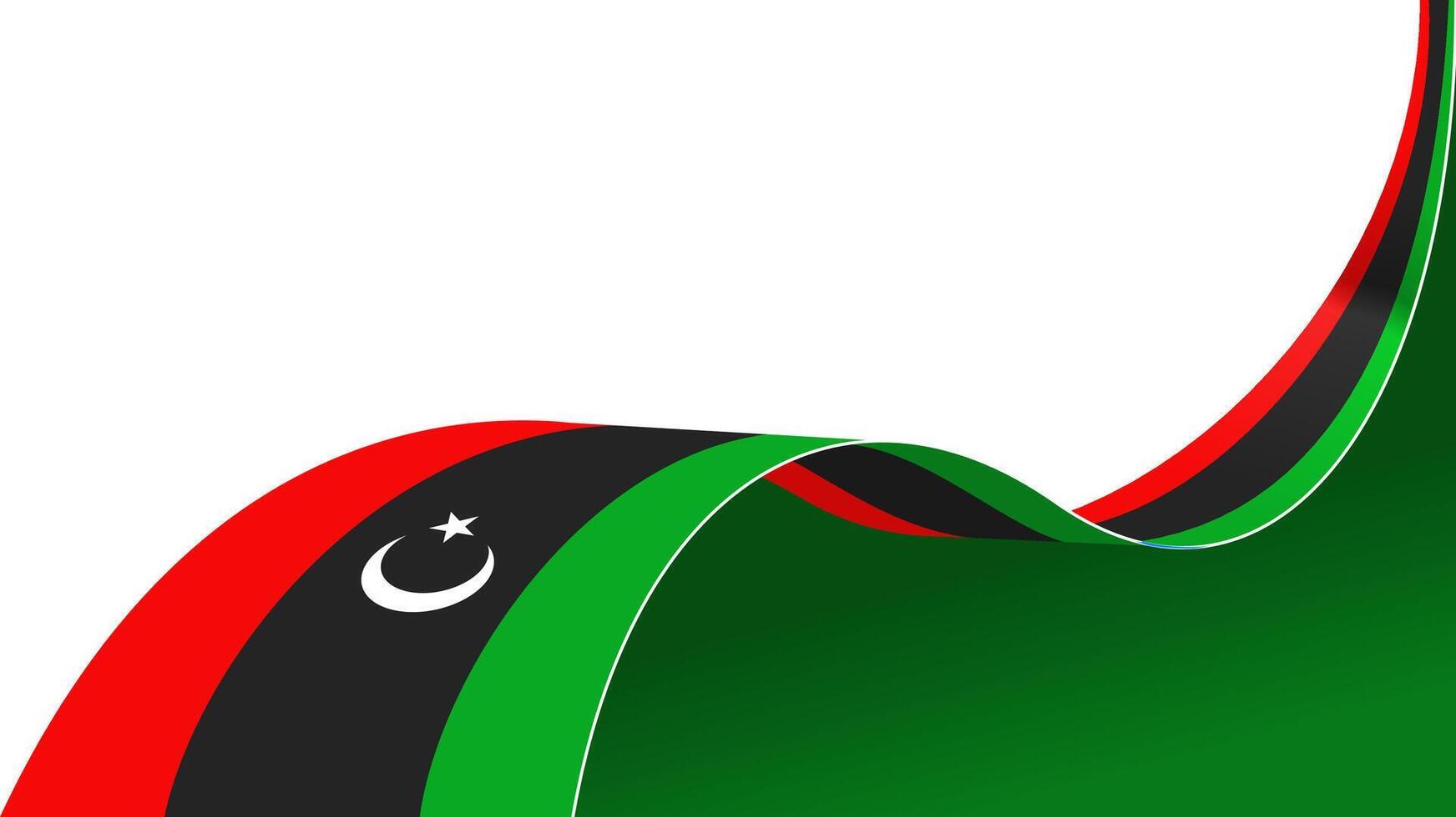 Waving ribbon with flag of Libya. for national day poster design vector