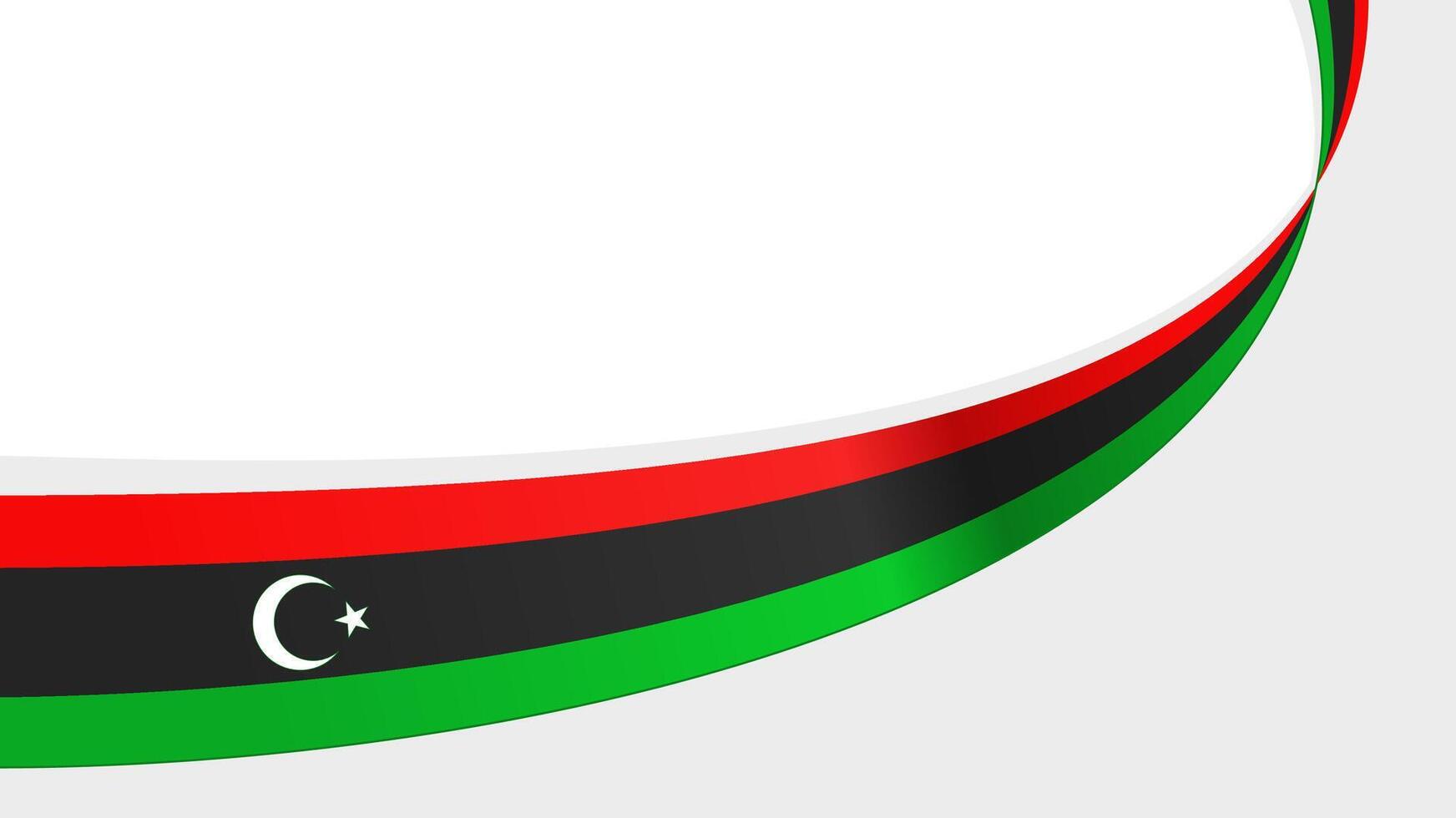 Wavy ribbon with flag of Libya. for national day poster vector