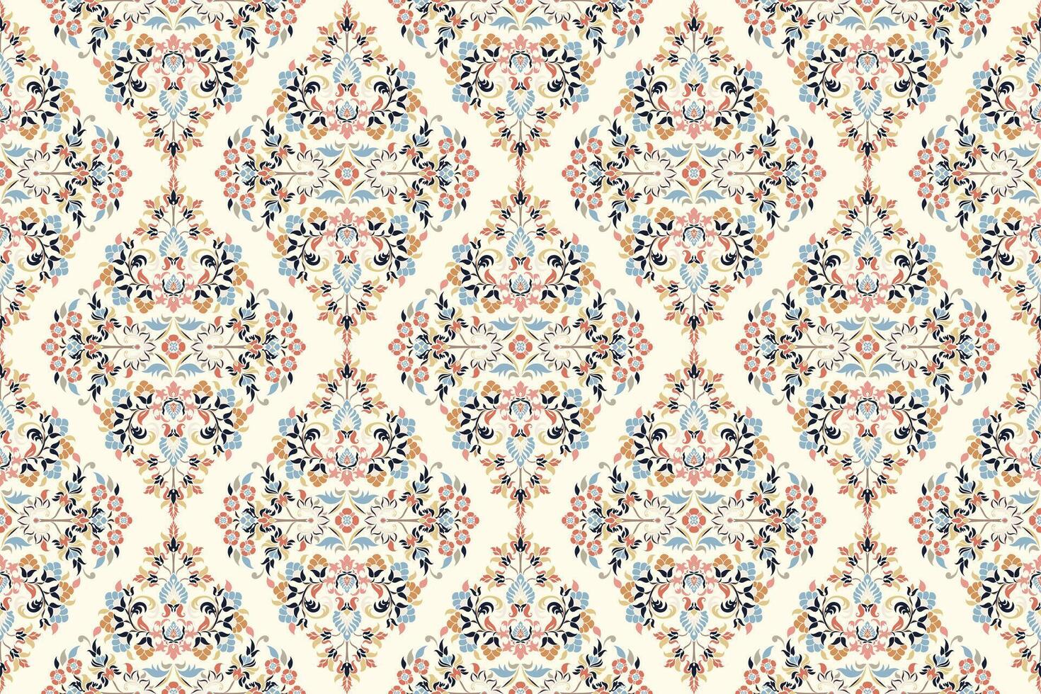 Wallpaper in the style of Baroque. Seamless paisley, indian floral ornament background, damask pattern. Boho apparel art, design back for fabric, papper and more. vector