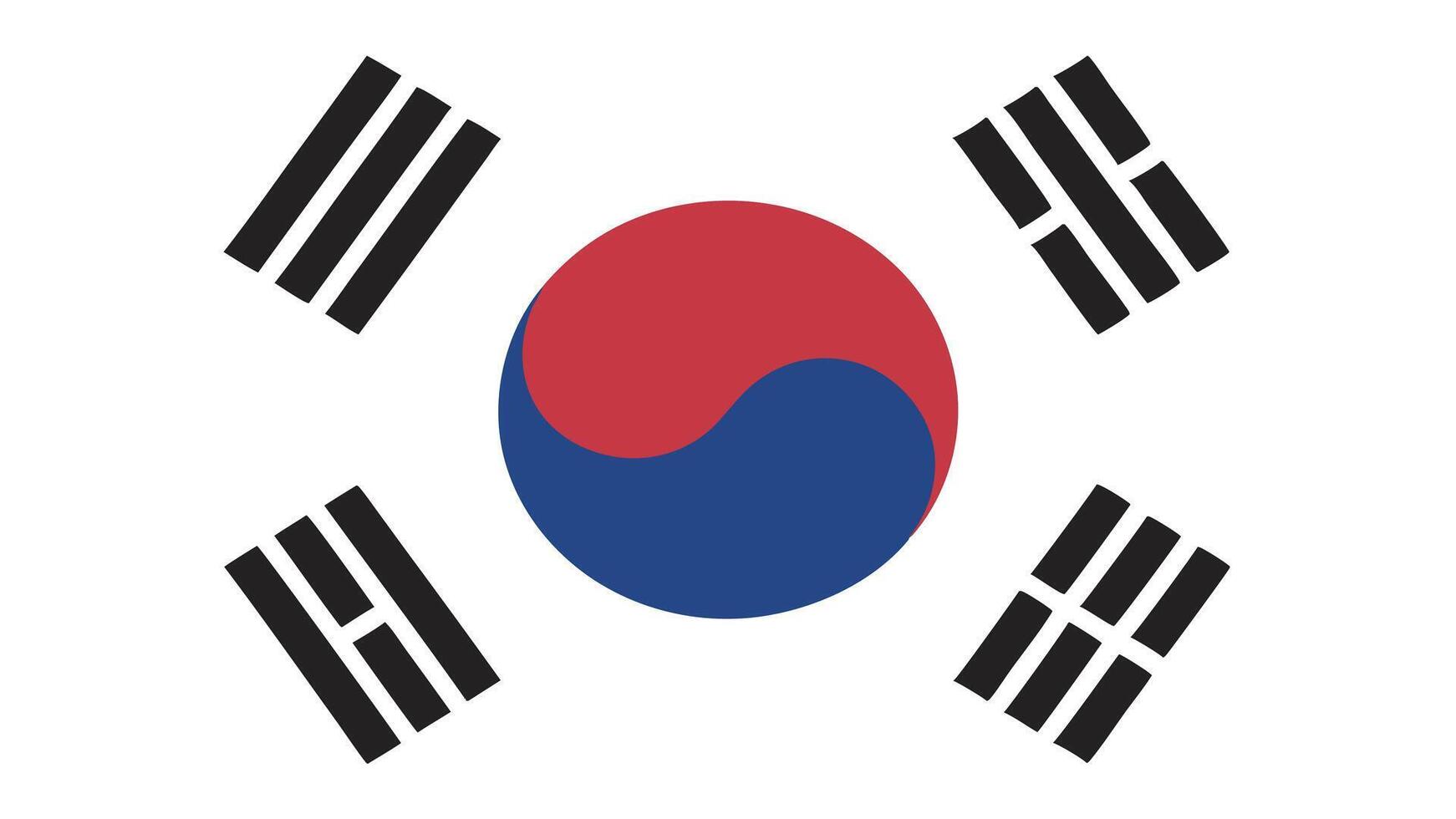 Flat South Korea Flag Design with Yin-Yang Symbol vector