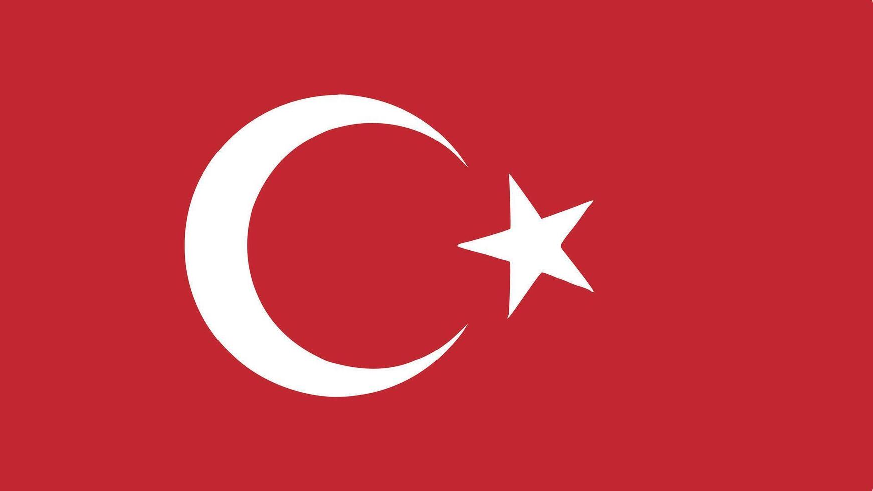 Flat Turkey Flag Design with Crescent Moon Emblem vector
