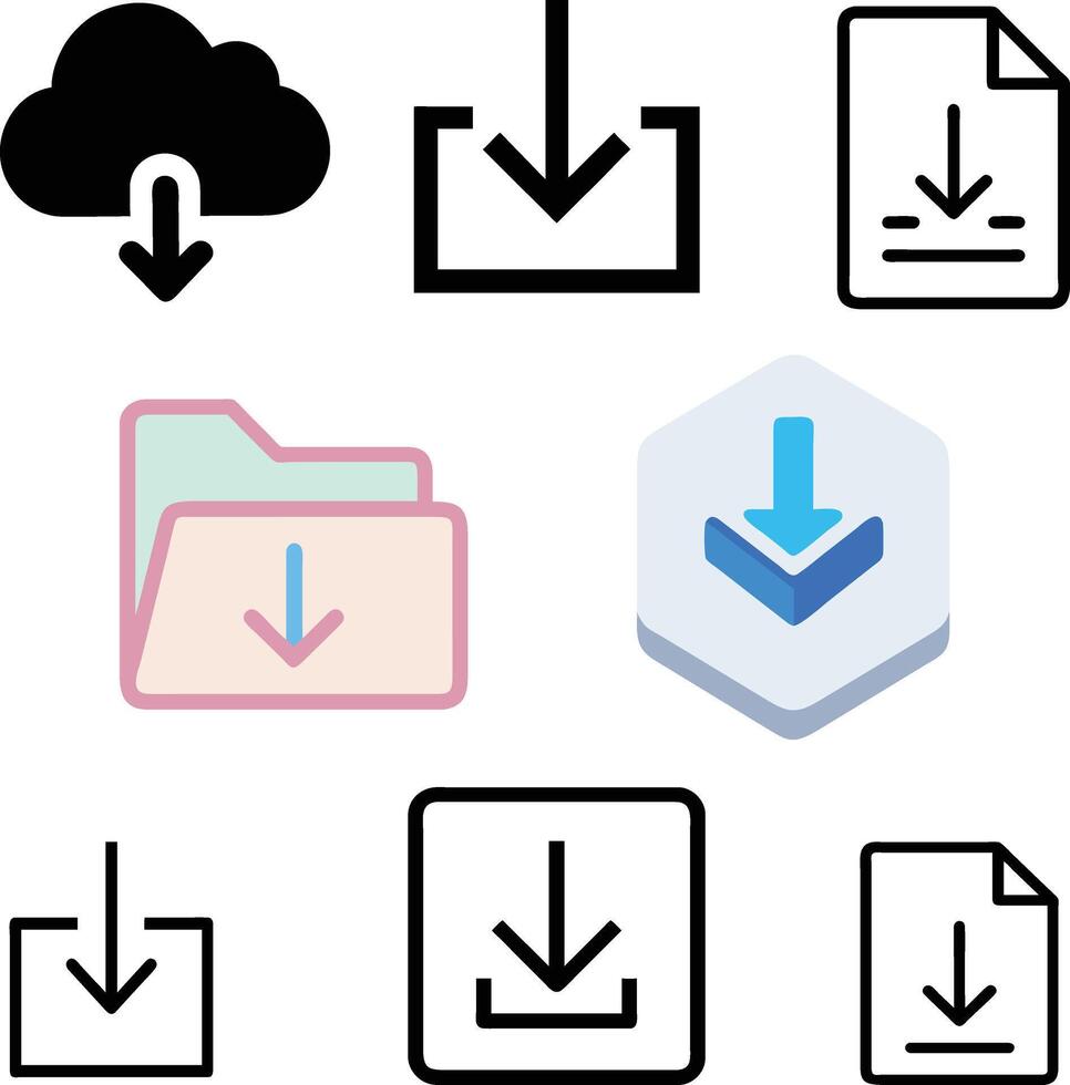 Stylish Download Icons Set with Six Unique Designs vector