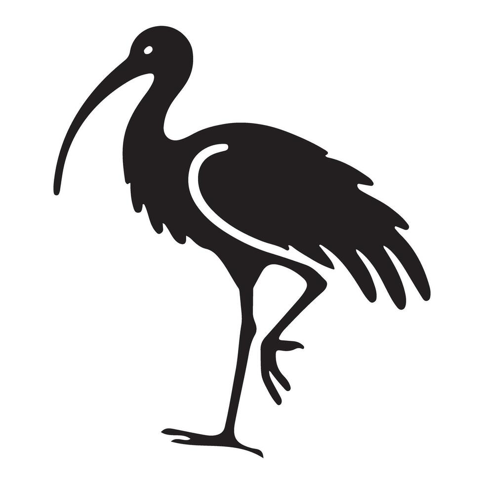 Ibis Bird Silhouette Graphic A Stylish Black and White Design vector