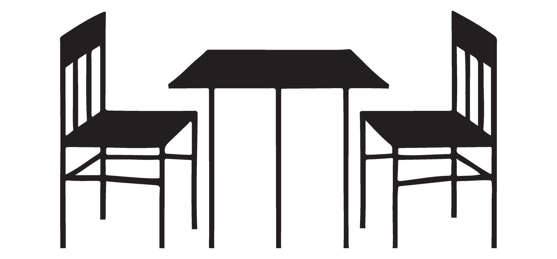 Simple Table and Chairs Silhouette Illustration for Dining and Restaurant Designs vector