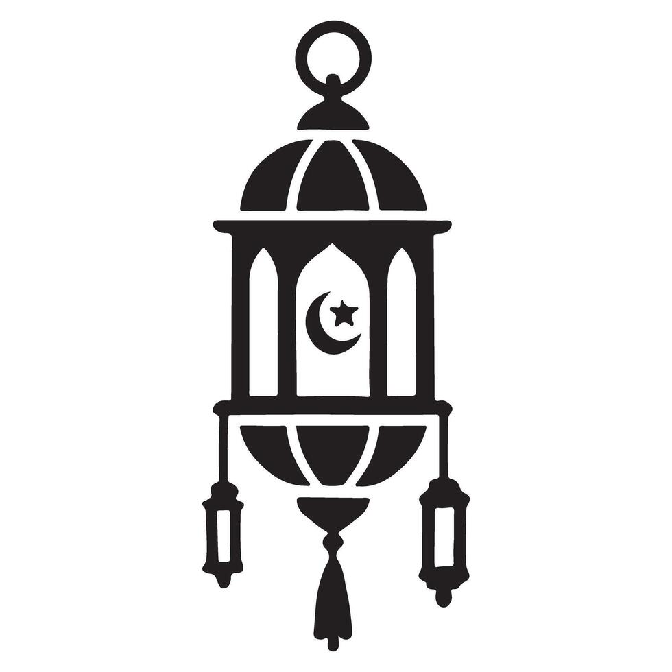 Elegant Ramadan Lantern Silhouette Illustration vector