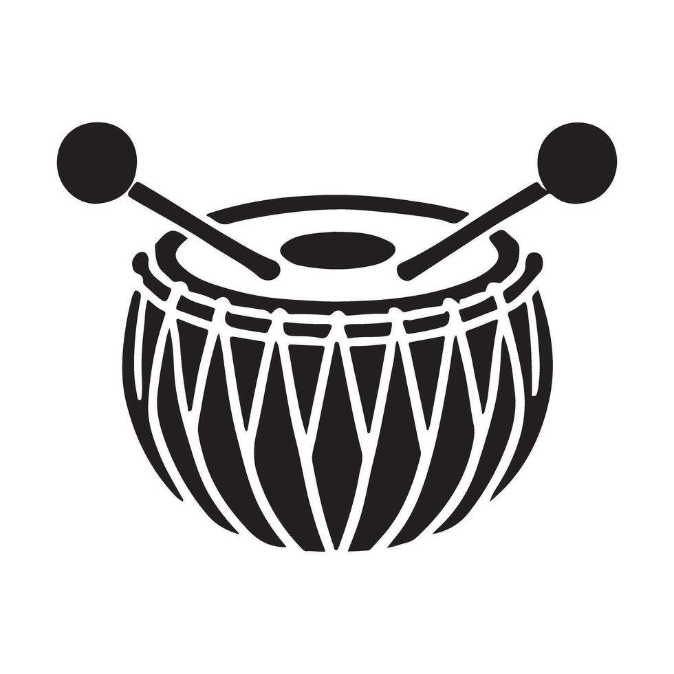 Traditional Indian Dhol Drum Silhouette Image vector