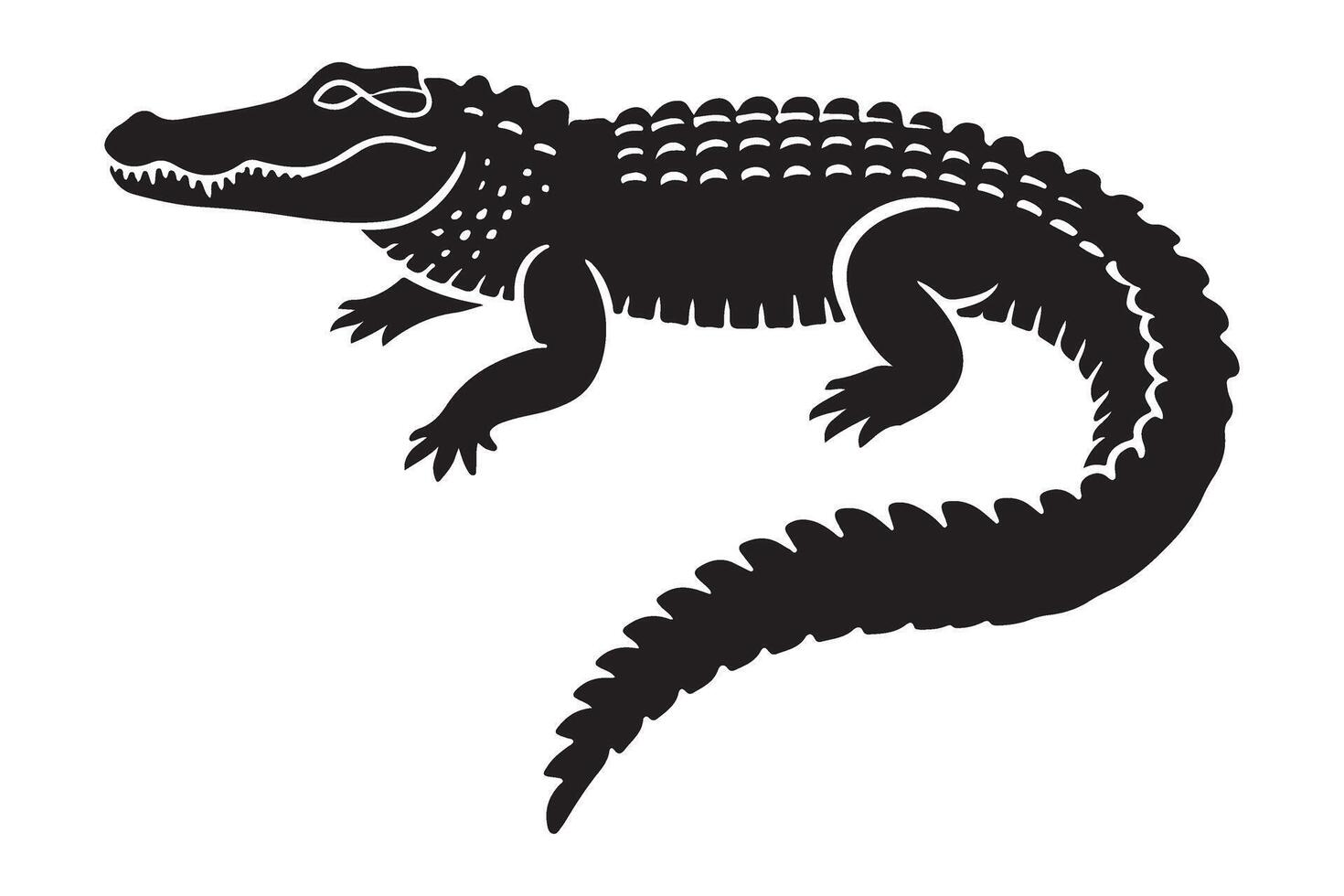 American Alligator Silhouette Illustration for Wildlife and Nature Designs vector