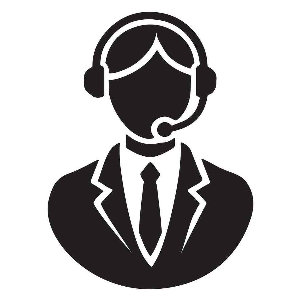Professional Customer Support Agent Silhouette Icon vector