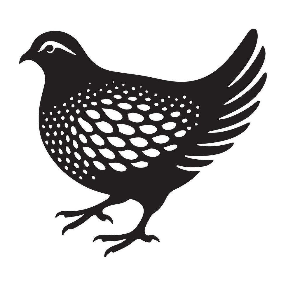 Detailed Quail Bird Silhouette Illustration vector