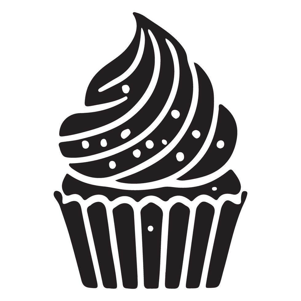 Delicious Cupcake Silhouette Illustration vector
