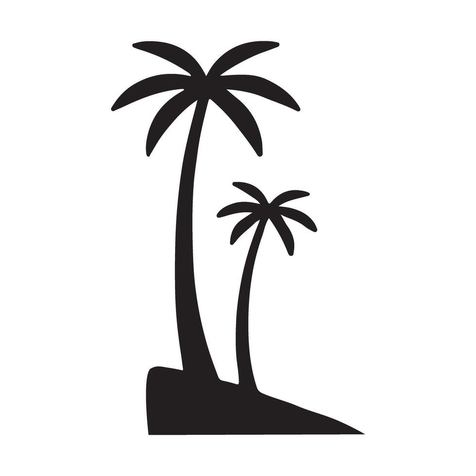 Dual Palm Trees on Island Silhouette Illustration vector