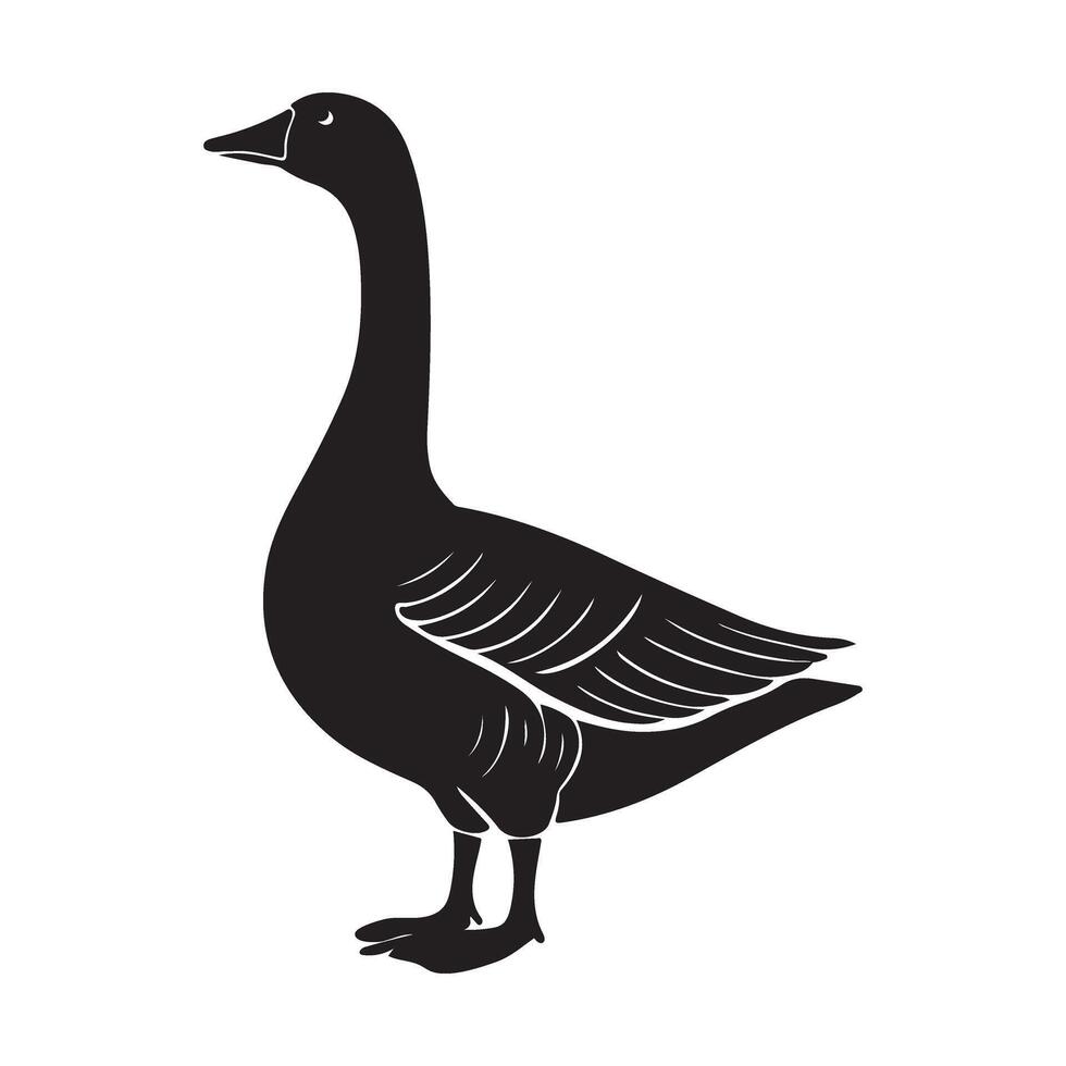Domestic Goose Silhouette Illustration for Designs vector
