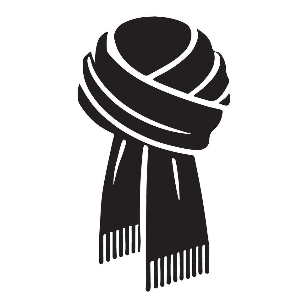 Woven Winter Scarf Silhouette Illustration vector