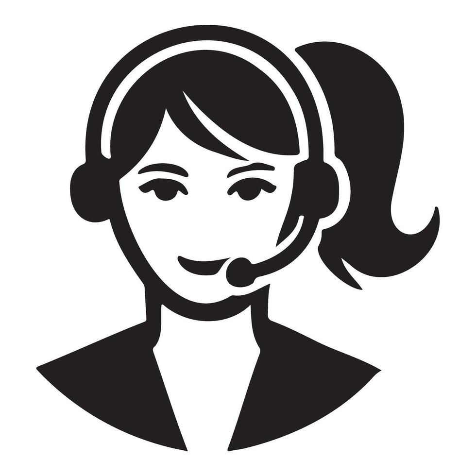Friendly Customer Service Agent Silhouette Illustration vector