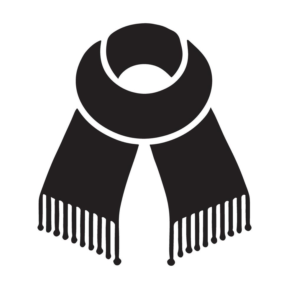 Classic Winter Accessory Stylish Warm Scarf Silhouette Illustration vector