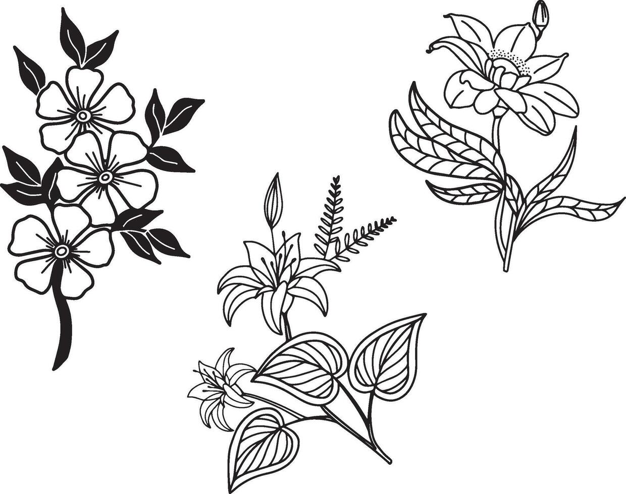 Floral Plants Set Decorative vector