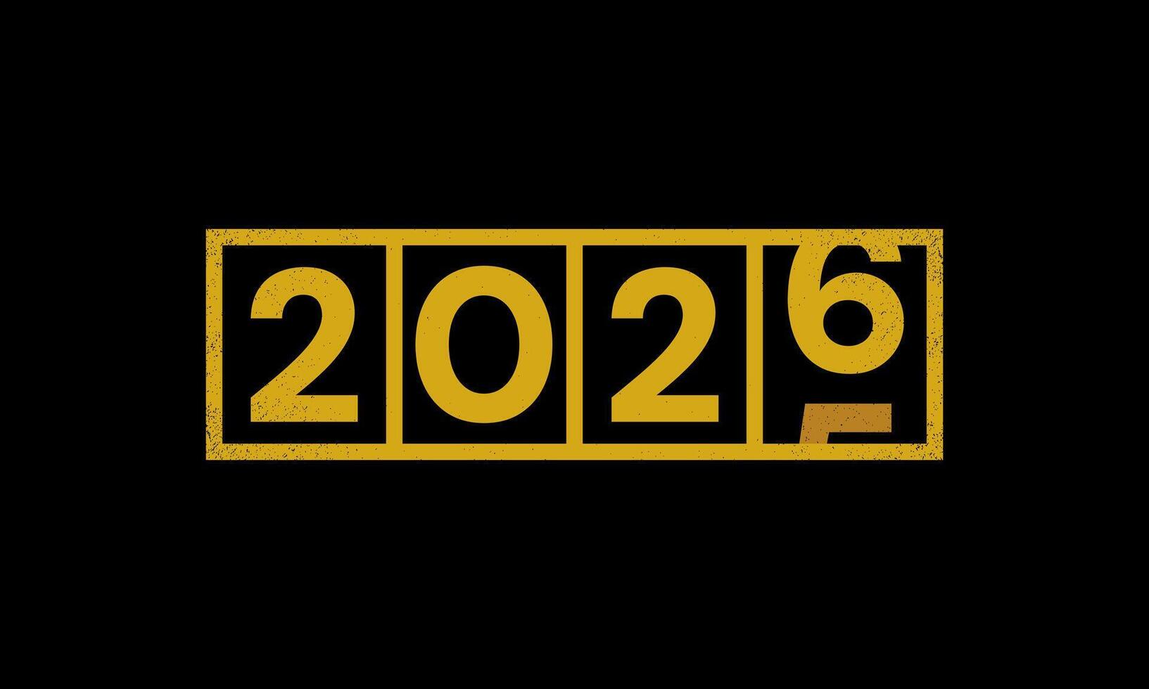 2026 Happy New Year Lettering with golden colour on Black Background. vector