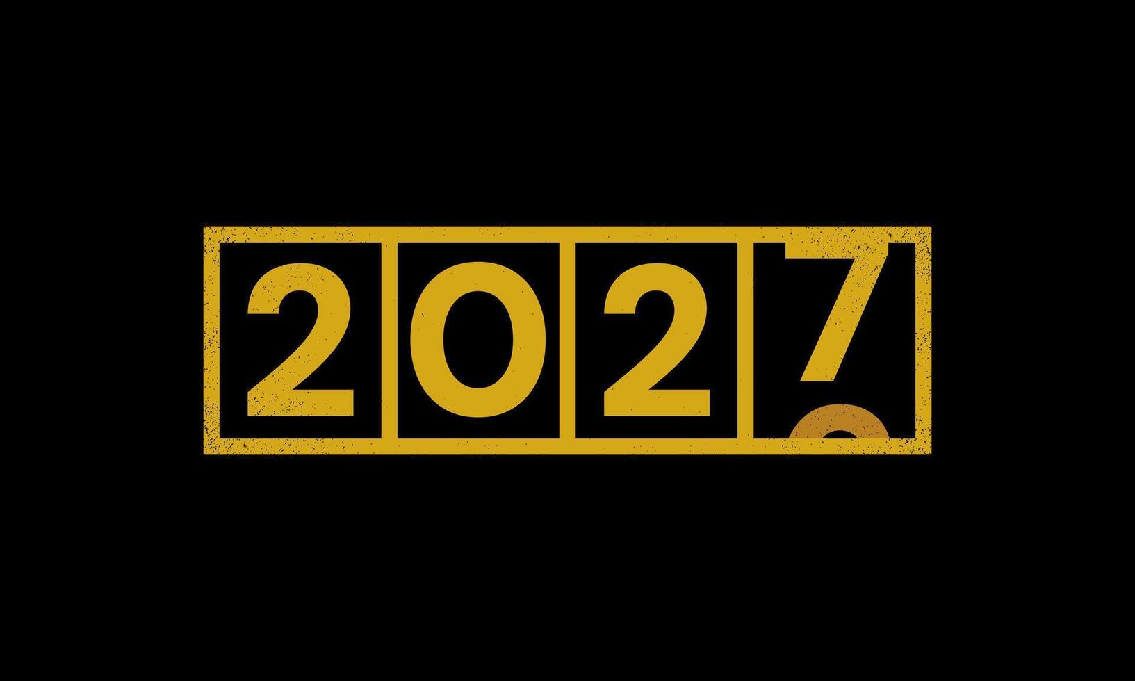 2027 Happy New Year Lettering with golden colour on Black Background. vector