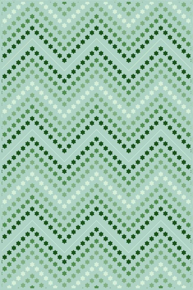 beautiful gradient green pattern of star shape with zigzag style vector
