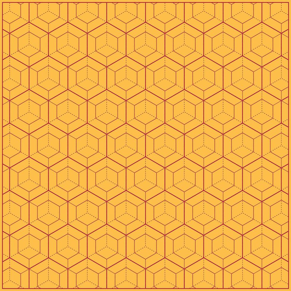 hexagon shape dashed line pattern with orange background vector