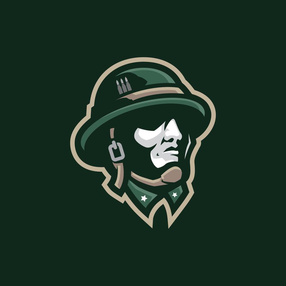 Military mascot logo design with modern illustration concept style for badge, emblem and t shirt printing. Military head illustration. vector