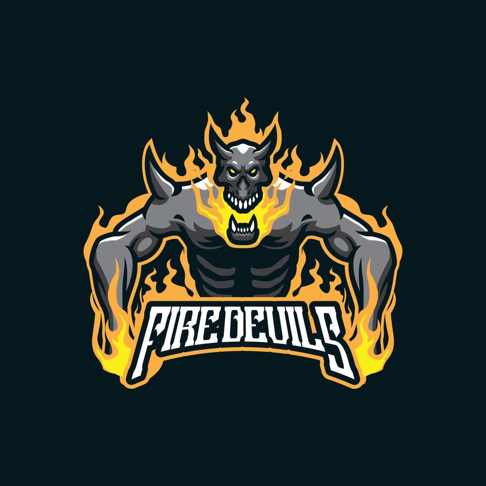 Devil mascot logo design with modern illustration concept style for badge, emblem and t shirt printing. Firedevil illustration. vector