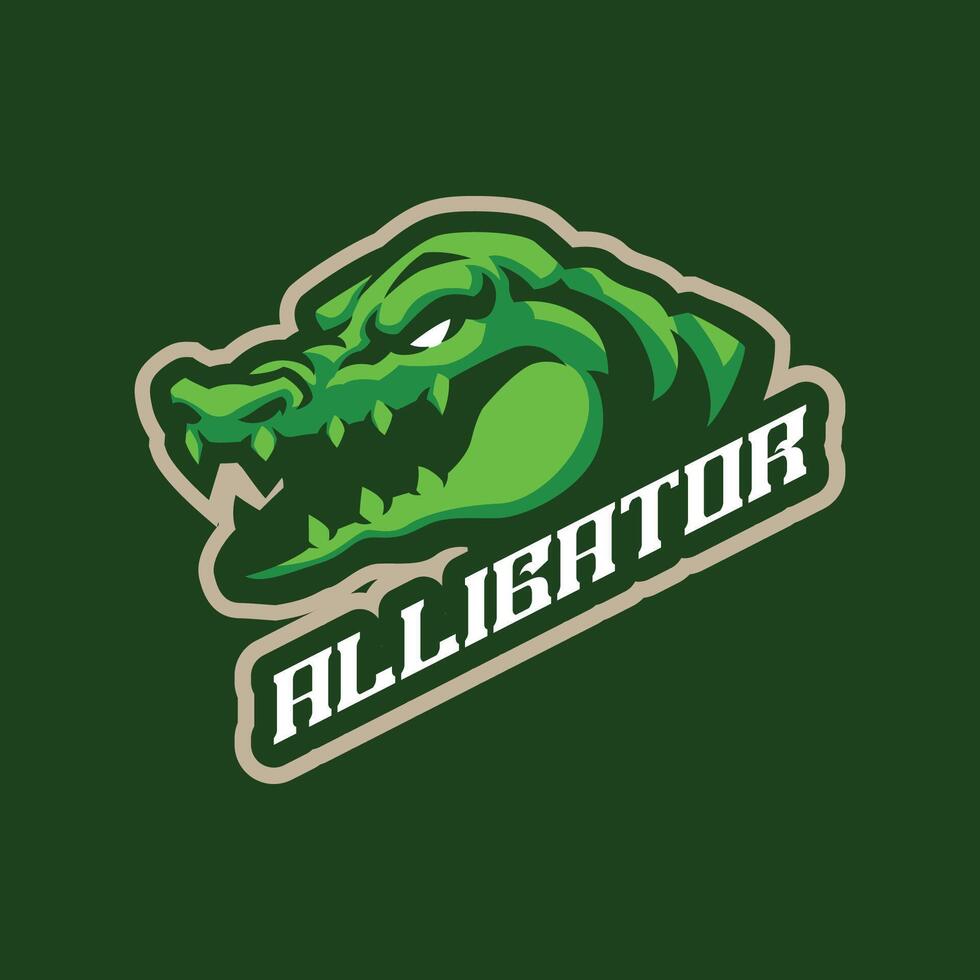Alligator mascot logo design with modern illustration concept style for badge, emblem and t shirt printing. Alligator head illustration for sport and esport team. vector
