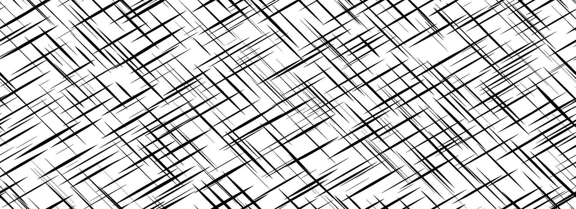 Black crosshatch seamless texture. Diagonal line repeated pattern surface. Rough sackcloth fabric background. Cross hatch linen canvas burlap overlay wallpaper. Homespun textile cloth backdrop vector