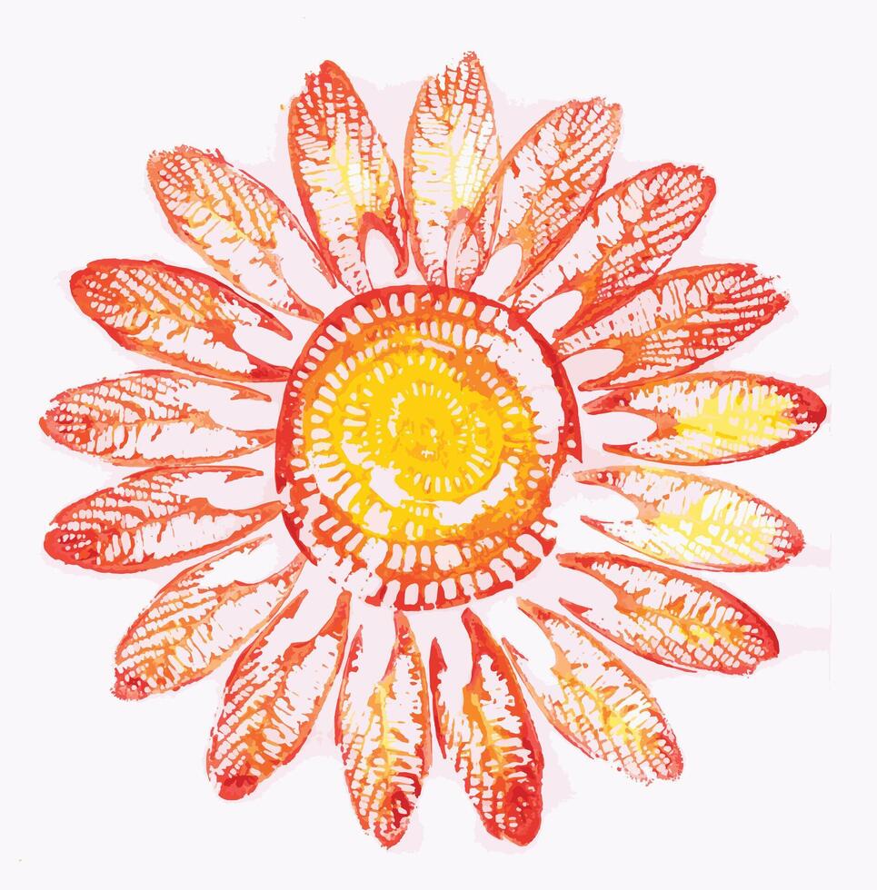 Flower art for kids hand monoprinting on paper make graphic . vector