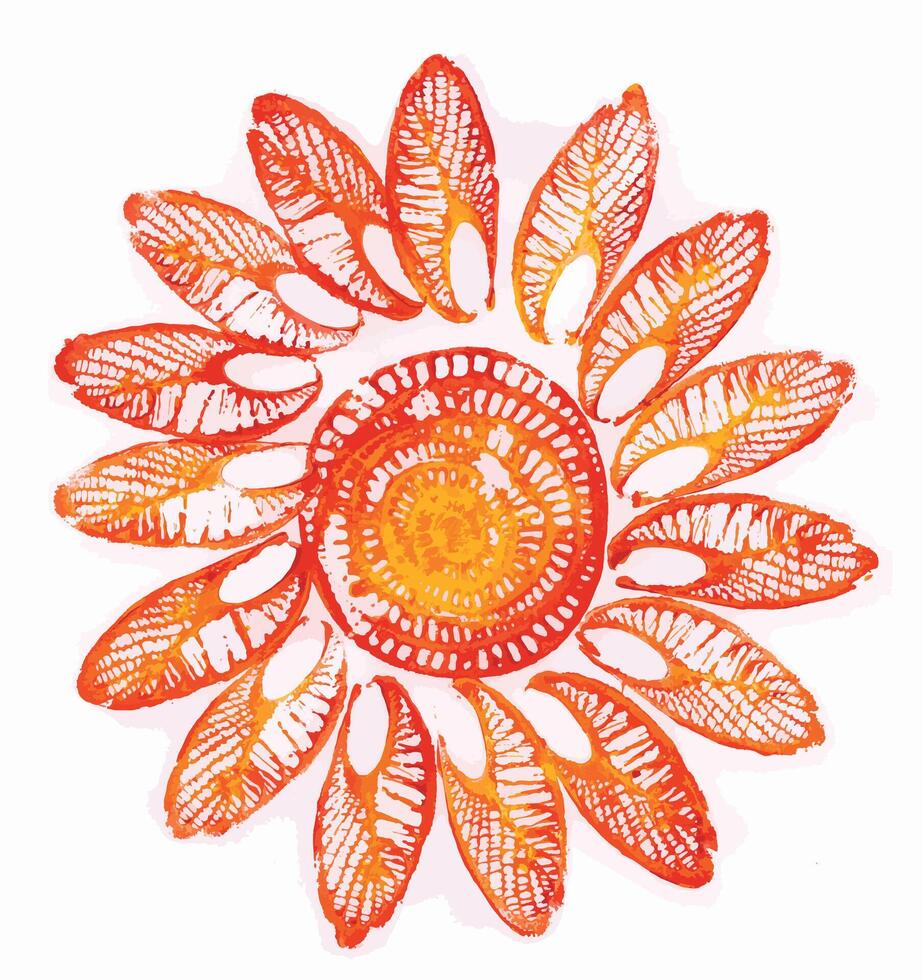 Art for kids flower monoprinting on paper make graphic . vector