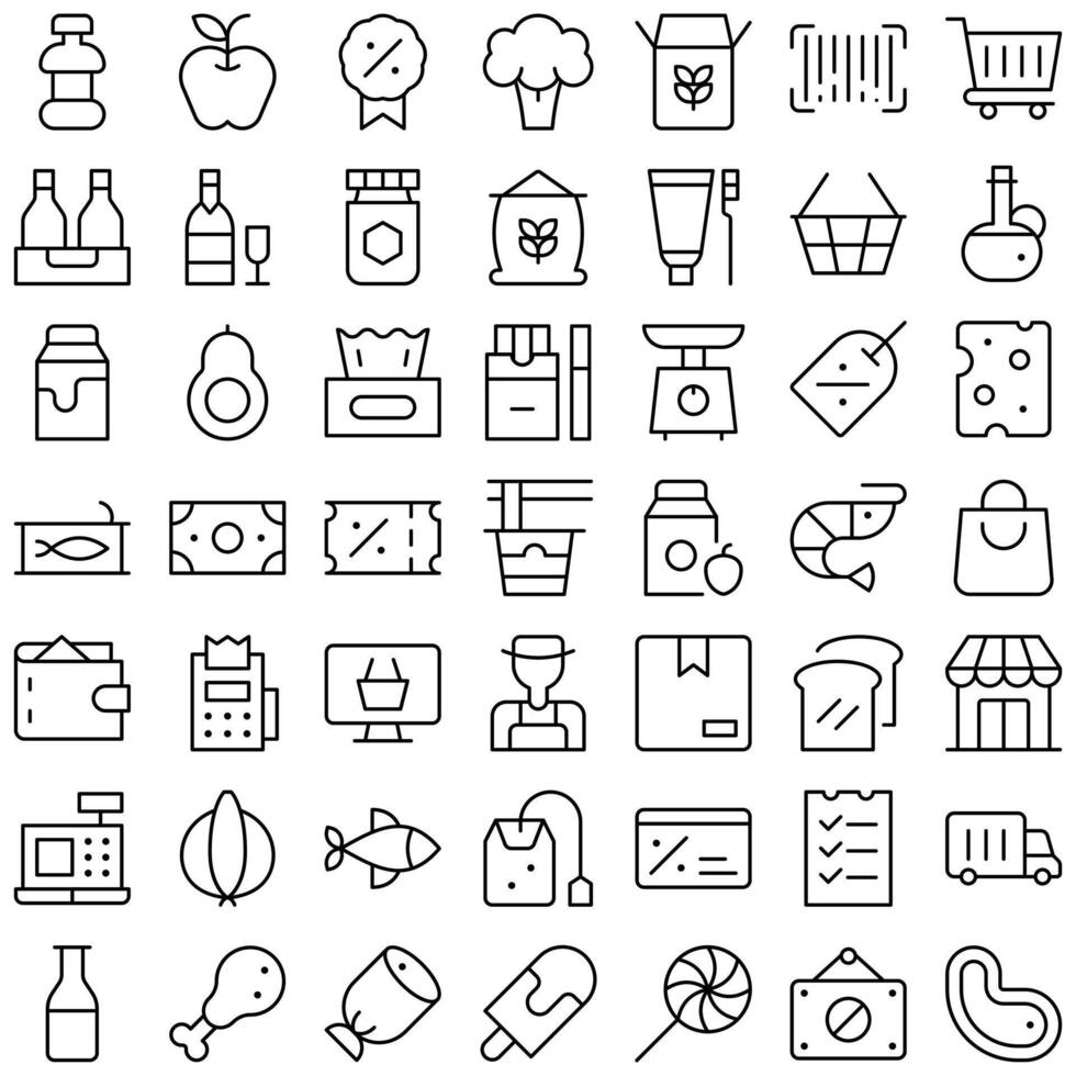 Grocery Supermartket Market Shopping Icon Set. Perfect for user interface, application vector