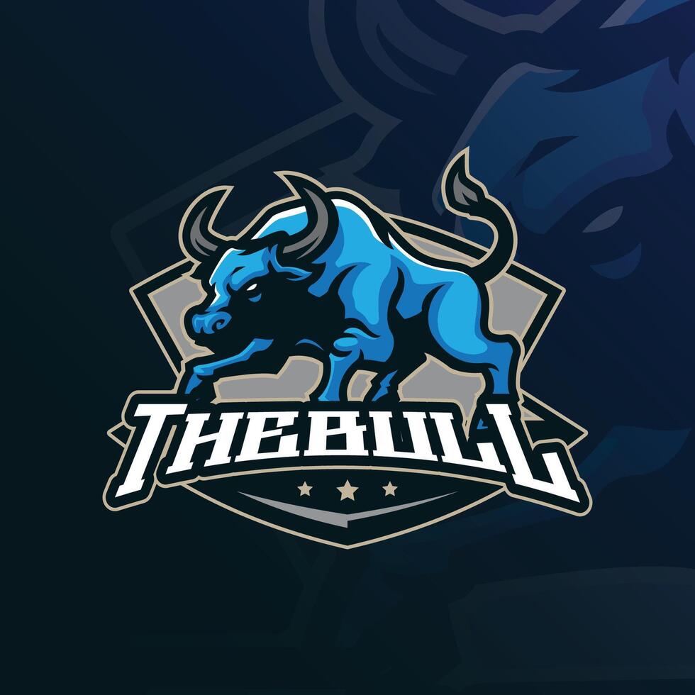 Bull mascot logo design with modern illustration concept style for badge, emblem and t shirt printing. Angry bull illustration for sport team. vector