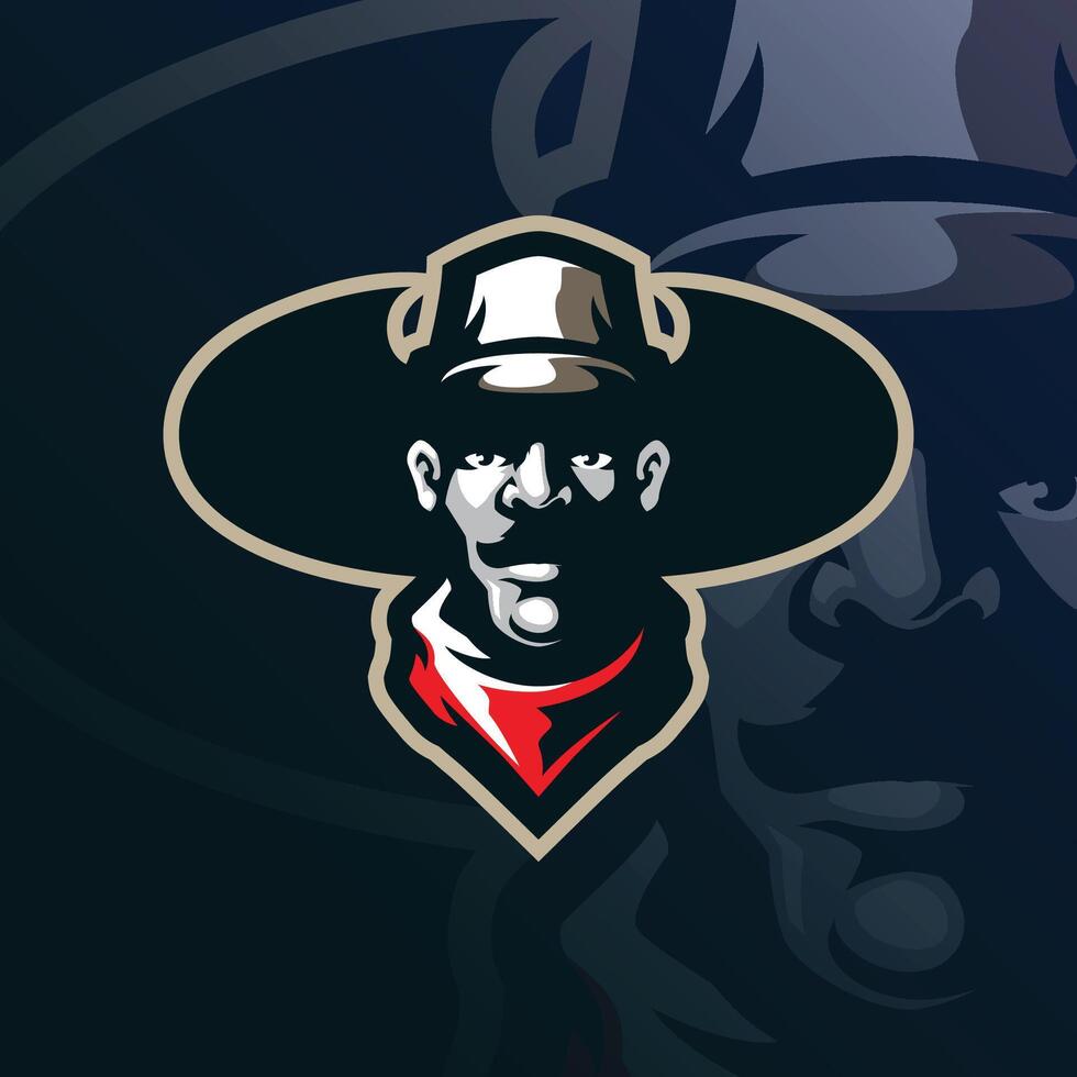 Cowboy mascot logo design with modern illustration concept style for badge, emblem and t shirt printing. Cowboy head illustration. vector