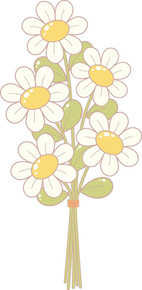Daisy Flower Hand Bouquet. Simple and Cute Style Illustration. vector