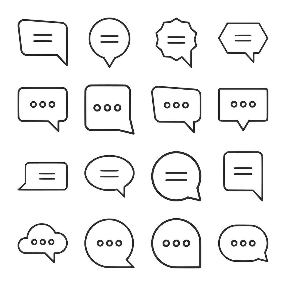 A set of white and black speech bubbles vector