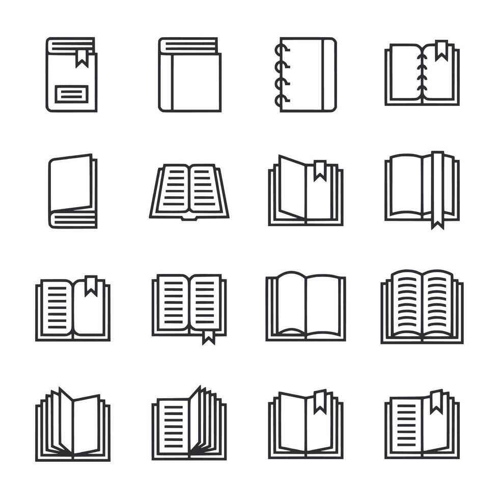 Set of book icons with different sizes and positions vector