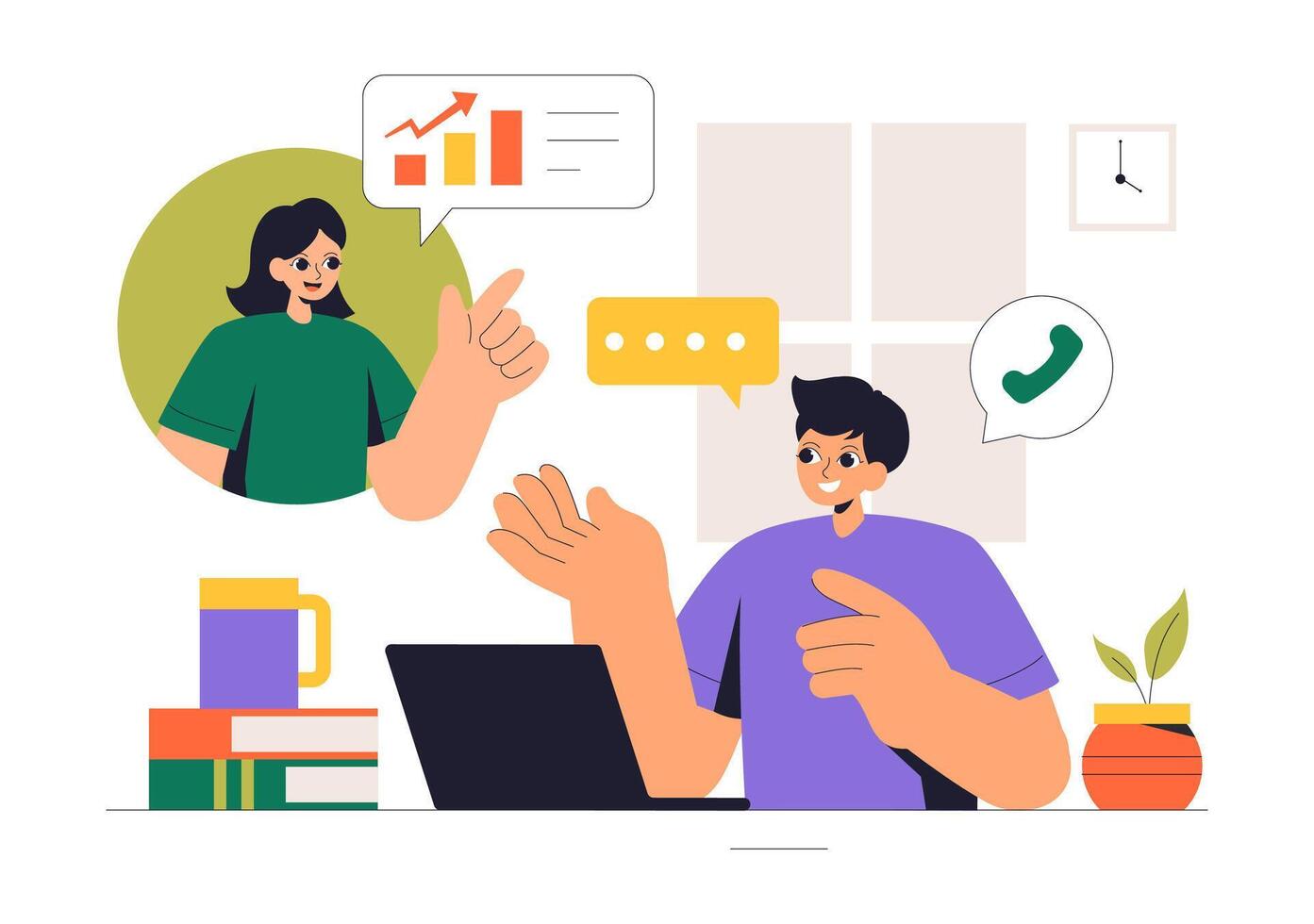 Work-Life Harmony in Remote Working Illustration with Flextime Setup in a Cartoon Background vector