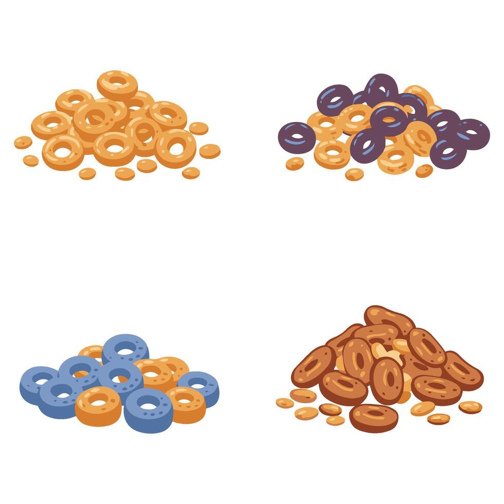 Cartoon Cereal and Milk Bowl Illustrations with a Vibrant Breakfast Theme vector