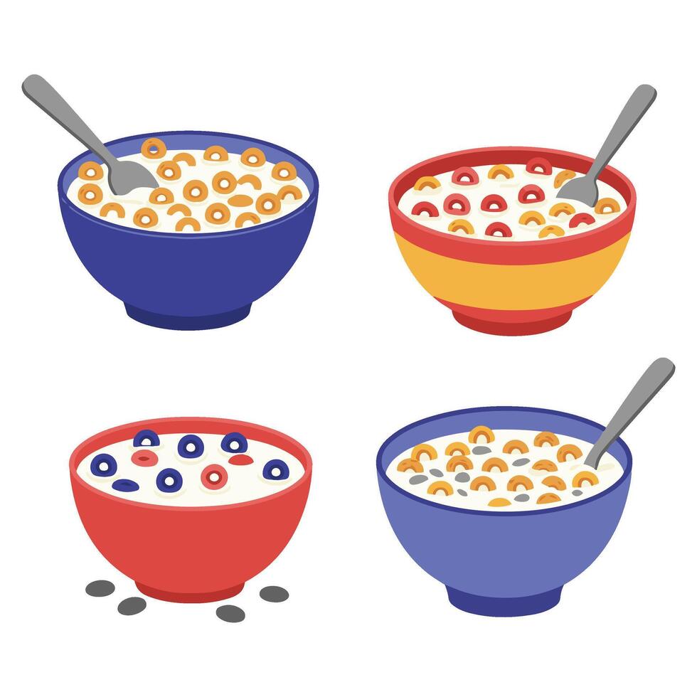 Deliciously Creative Breakfast Bowl Cartoon Designs for Food-Themed Illustrations vector