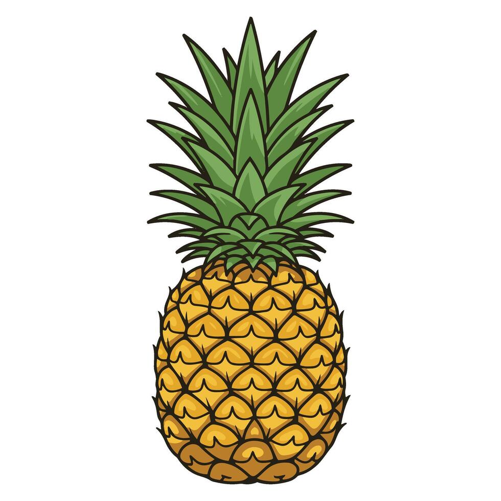 Exotic Pineapple Illustration with Lush Green Leaves for Creative Branding Ideas vector
