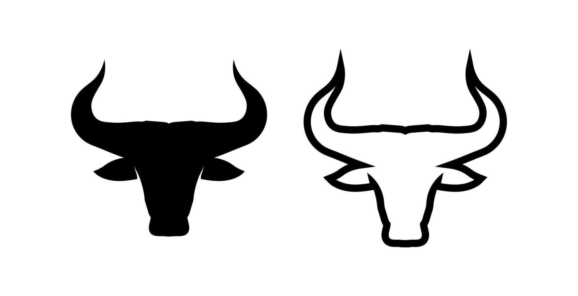 Bull and buffalo head cow logo symbol on black colour vector