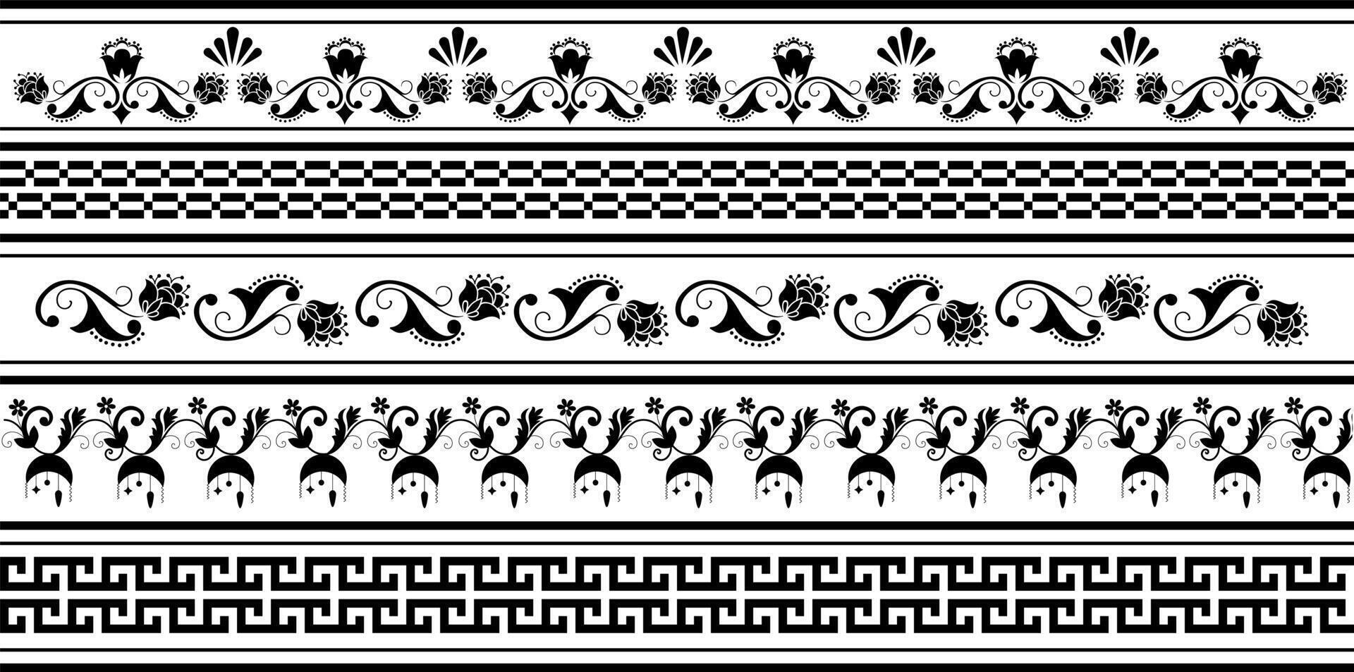 set of border elements and page decoration on white background vector
