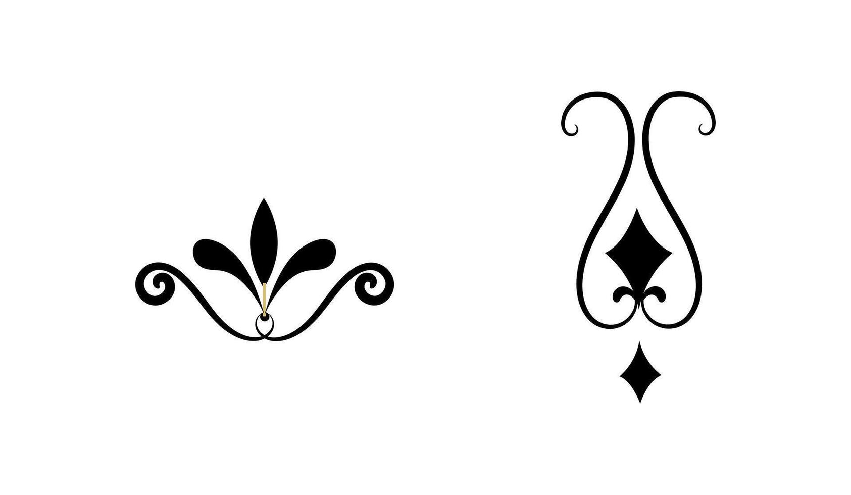 calligraphic ornament art collection illustration on black and white colour vector