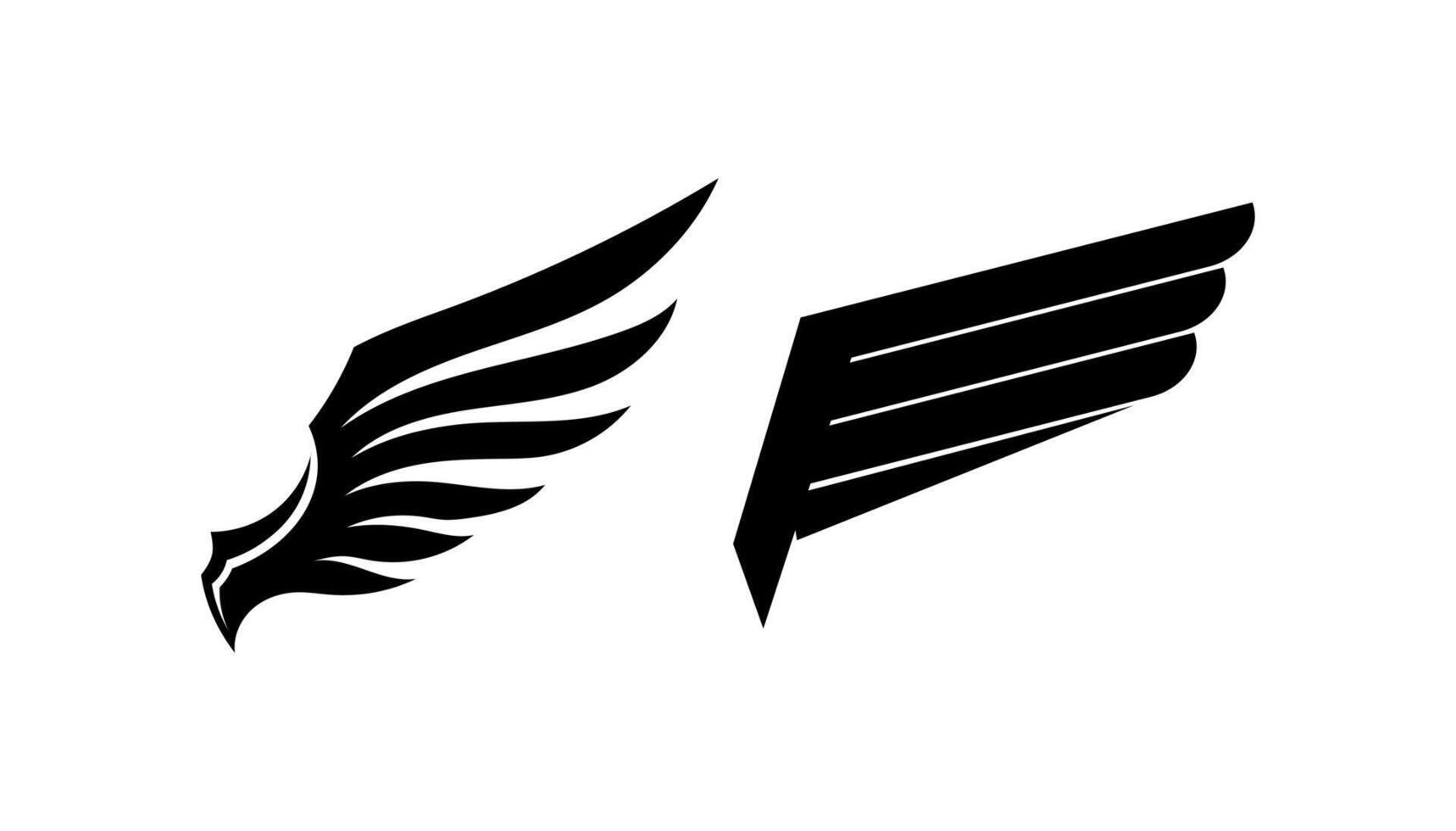 Black wing falcon and eagle logo symbol on black colour vector