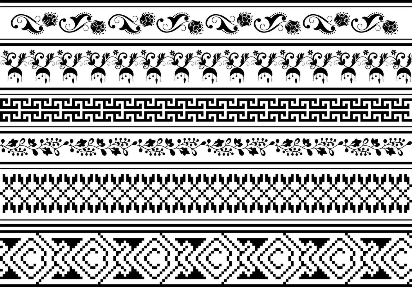 set of border elements and page decoration on black colour vector