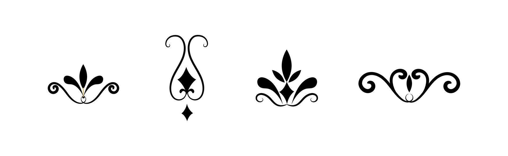 calligraphic ornament art collection on black colour vector