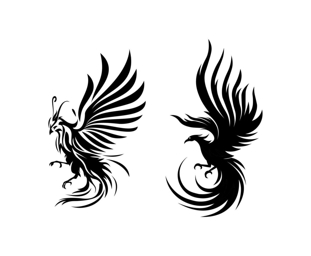 phoenix bird symbol on black colour vector