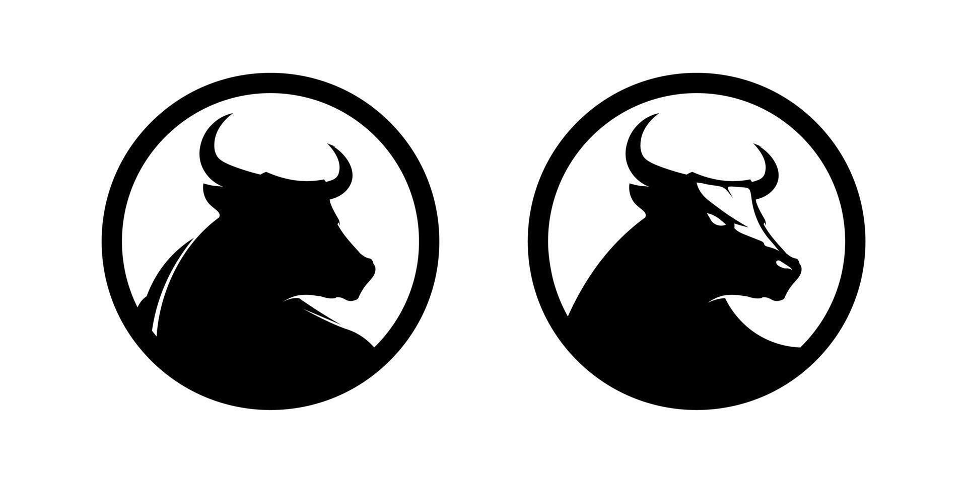 Bull and buffalo head cow logo design on white background vector