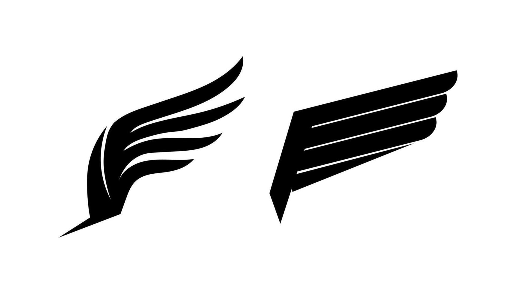 Black wing falcon and eagle logo symbol on black and white colour vector