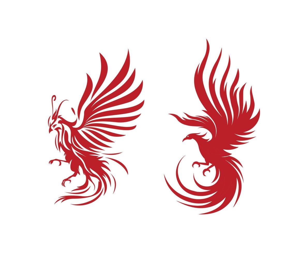 phoenix bird symbol on red colour vector
